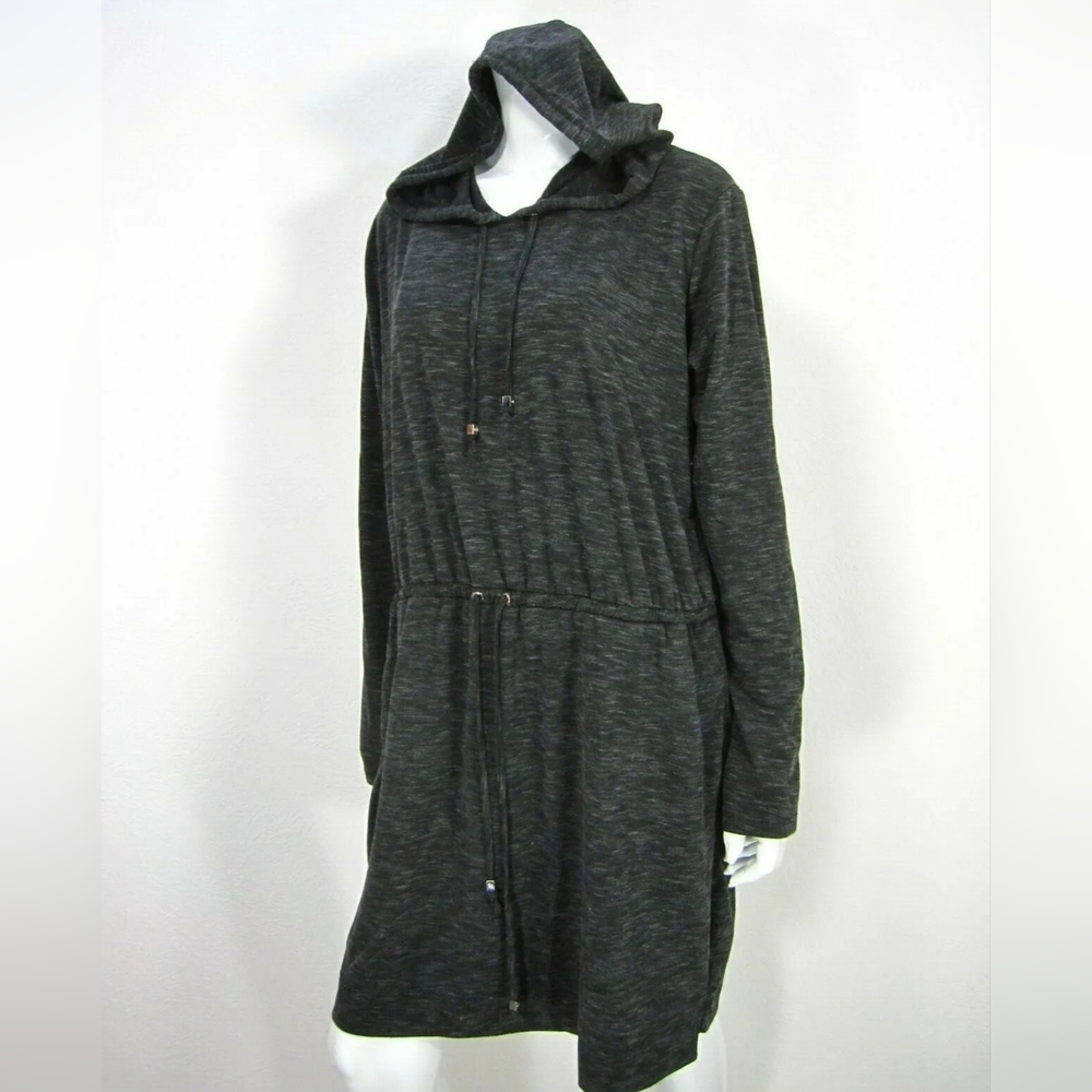 Michael Kors Black Grey Heather Basics Hooded Lounge Dress